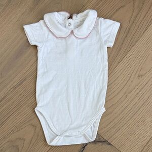 Oso and Me | Peter Pan Collar Baby Onesie with Pink Trim